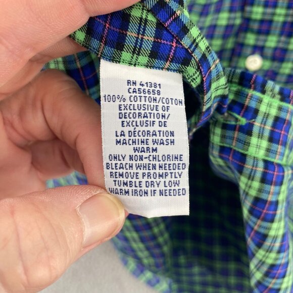 Ralph Lauren Shirt Mens Large Green Blue Plaid Button Up Collar Long Sleeves - Picture 6 of 9